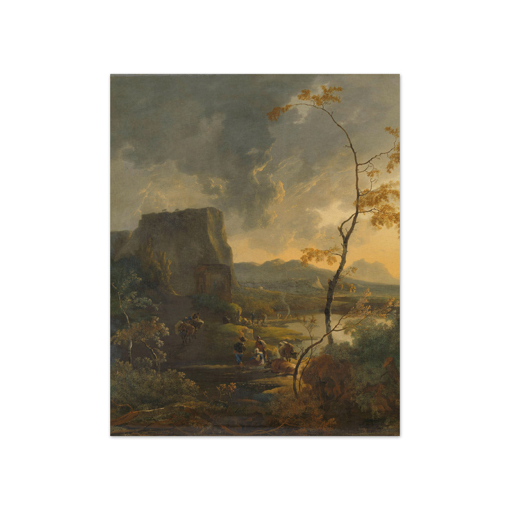 Unknown - Italian Landscape with Temple - Compact / Full Bleed / No Frame