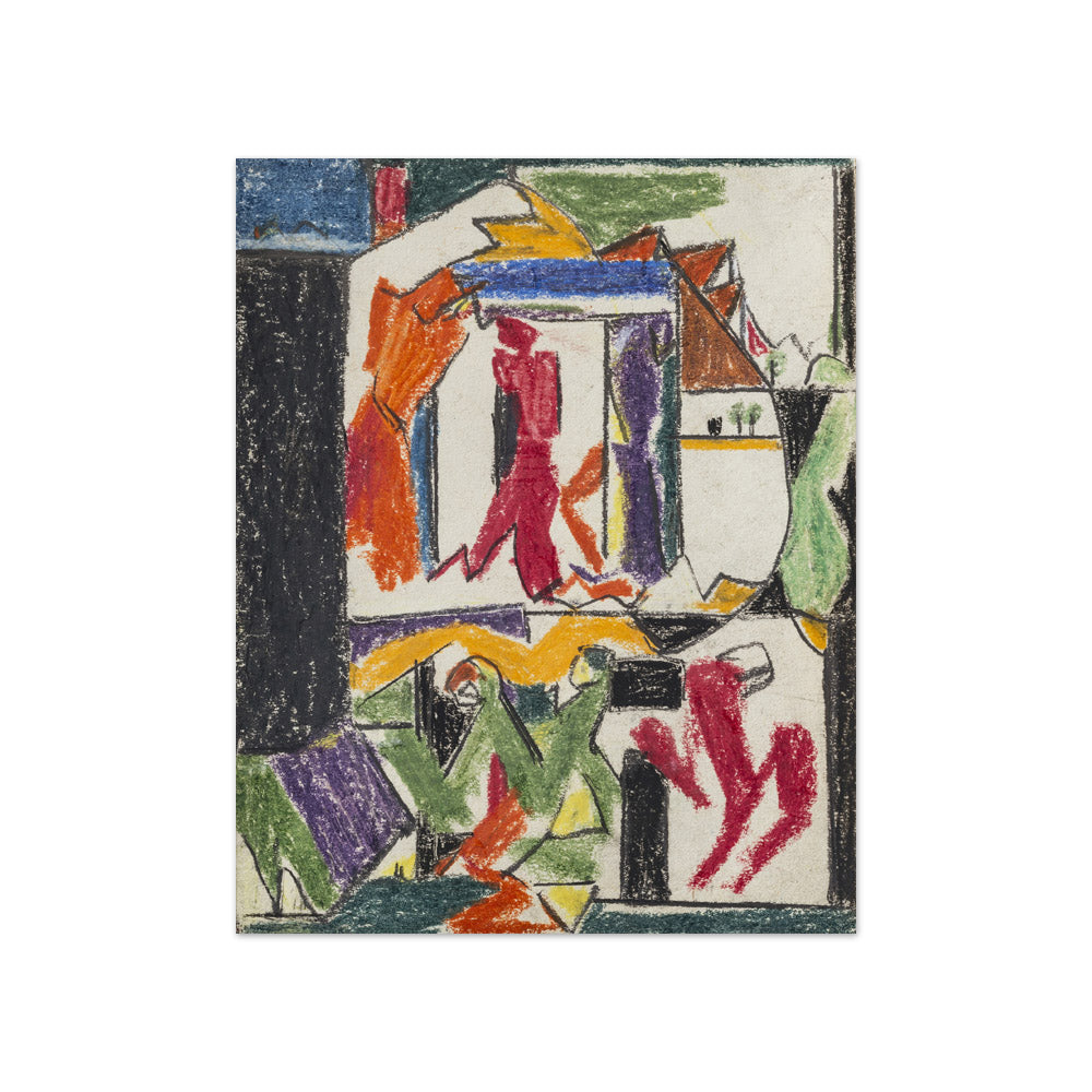 Adolf Holzel - Houses with Passersby - Compact / Full Bleed / No Frame