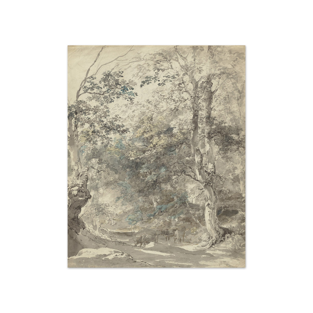 Johann Georg von Dillis - Wooded Landscape with Cows - Compact / Full Bleed / No Frame