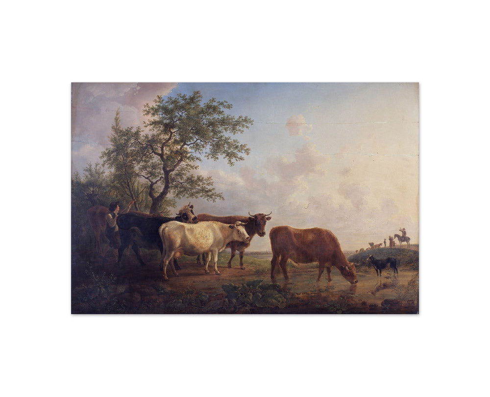 Jean-Baptiste de Roy - Landscape with Cows at Sunrise - Compact / Full Bleed / No Frame