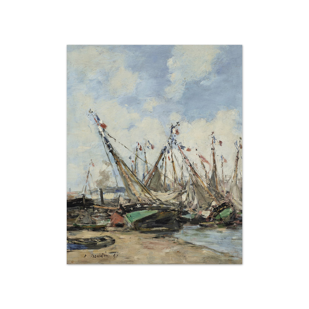 Eugène Boudin - Trouville: The Port with Beached Sailing Vessels - Compact / Full Bleed / No Frame