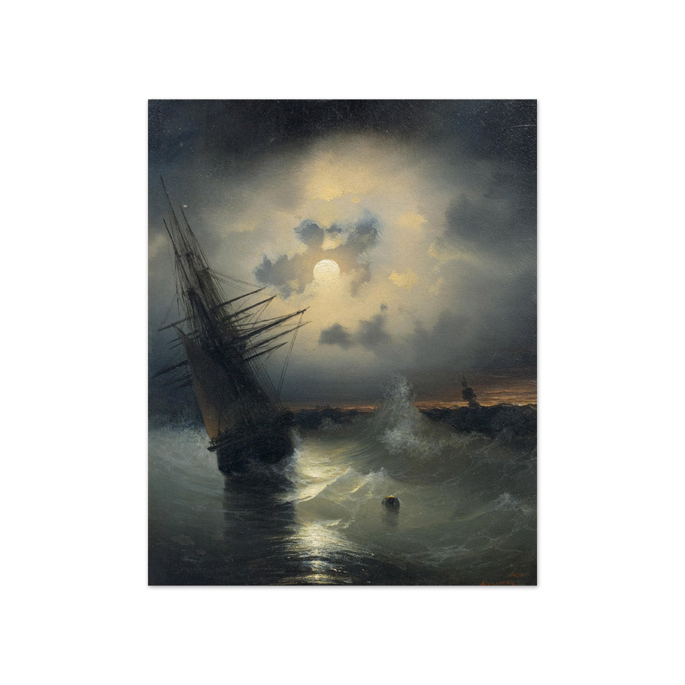Ivan Aivazovsky - A Sailing Ship on a High Sea by Moonlight - Compact / Full Bleed / No Frame