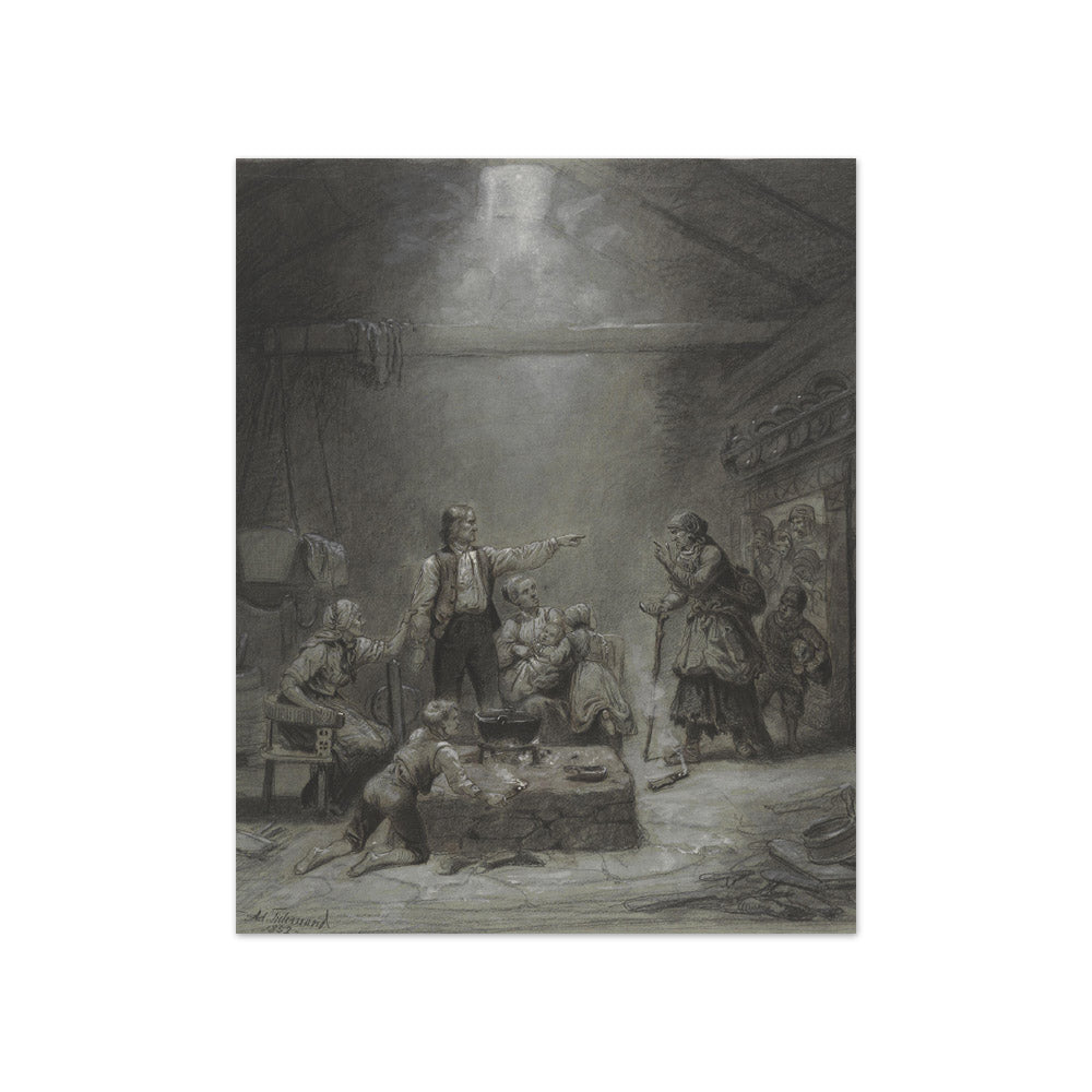 Adolph Tidemand - Tramps arriving in a farmhouse - Compact / Full Bleed / No Frame
