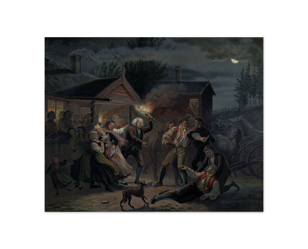 Adolph Tidemand - A Brawl at a Peasant Wedding - Compact / Full Bleed / No Frame