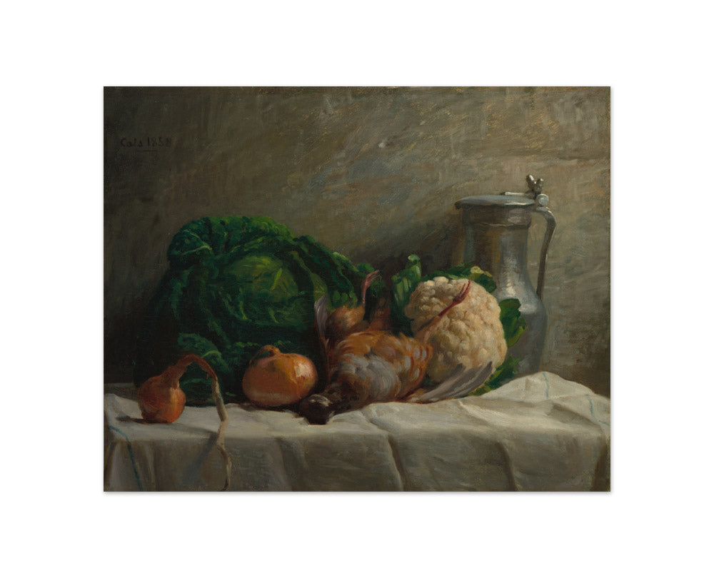 Adolphe-Félix Cals - Still Life with Vegetables, Partridge, and a Jug - Compact / Full Bleed / No Frame