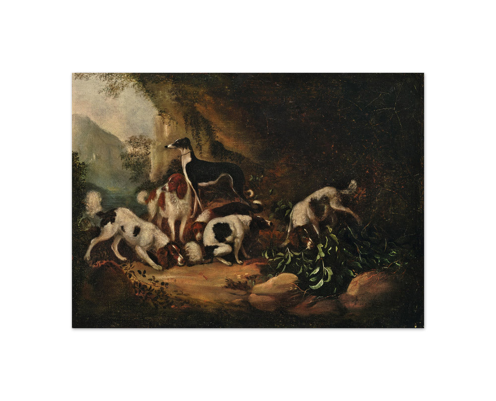 Adriaen Cornelisz - Hunting dogs in a rocky landscape - Compact / Full Bleed / No Frame