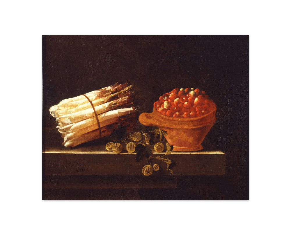 Adriaen Coorte - Asparagus, Gooseberries, and Strawberries on a Stone Slab - Compact / Full Bleed / No Frame