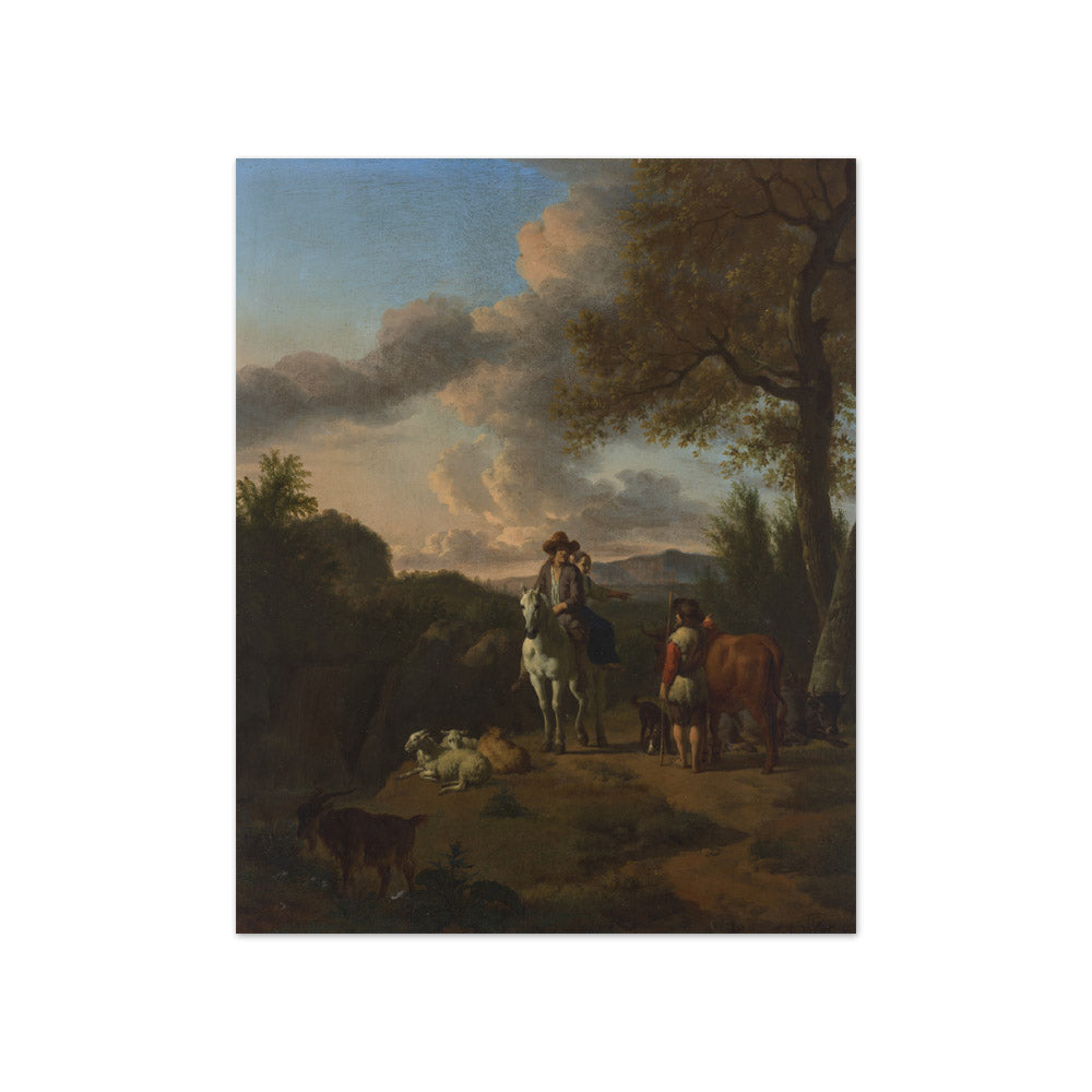 Adriaen van de Velde - An Italianate Landscape with a Man and a Woman - Compact / Full Bleed / No Frame