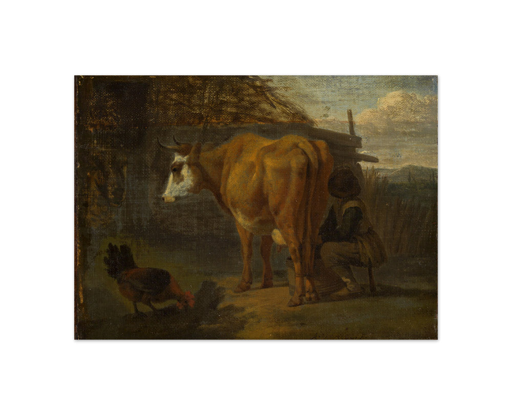 Adriaen van de Velde - Brown Cow Milked by a Herdsman - Compact / Full Bleed / No Frame