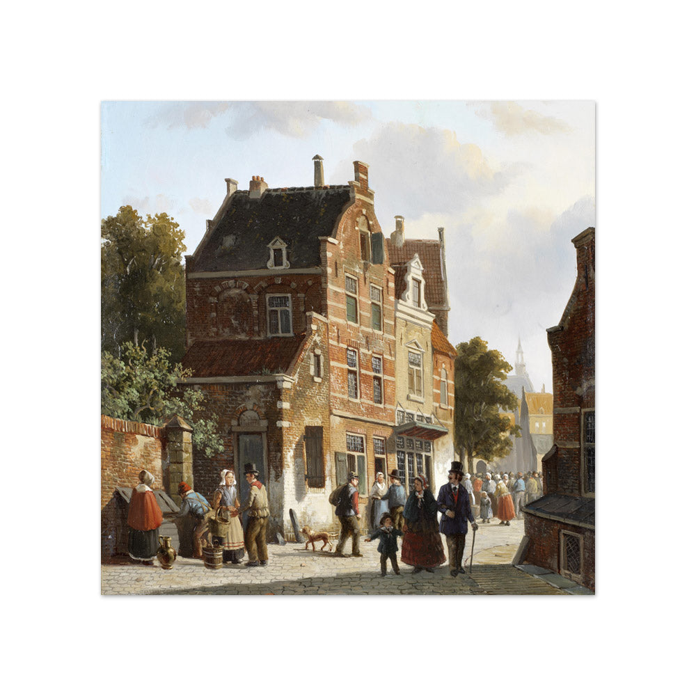 Adrianus Eversen - Figures in a Busy Street - Compact / Full Bleed / No Frame