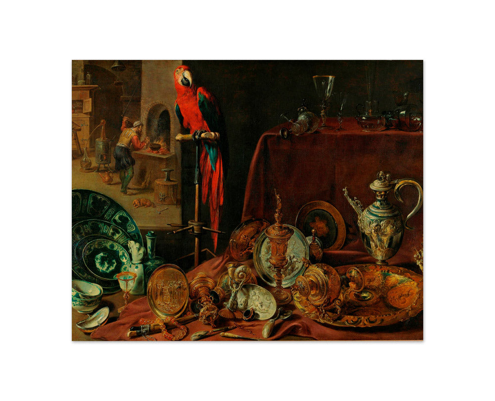 Adriaen van Utrecht - Still Life with Parrot, an Allegory of Fire - Compact / Full Bleed / No Frame