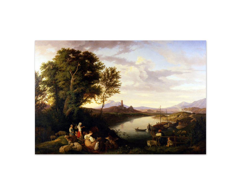 Ludwig Richter - Banks of the Tiber near Acqua Acetosa - Compact / Full Bleed / No Frame