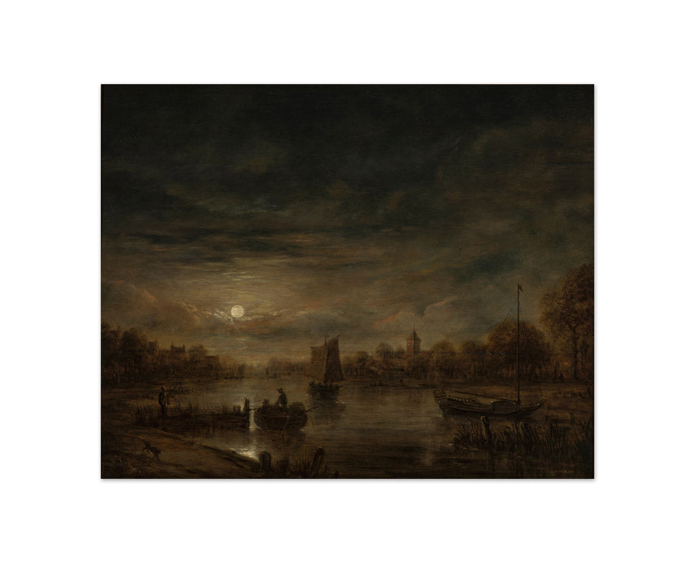Aert van der Neer - River Landscape with a Moon - Compact / Full Bleed / No Frame