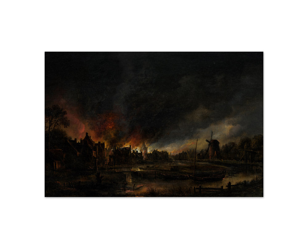 Aert van der Neer - Village Fire at Night - Compact / Full Bleed / No Frame
