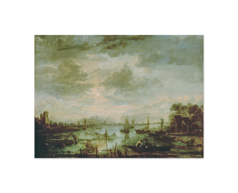 Aert van der Neer - River Landscape with Ships by Moonlight - Compact / Full Bleed / No Frame