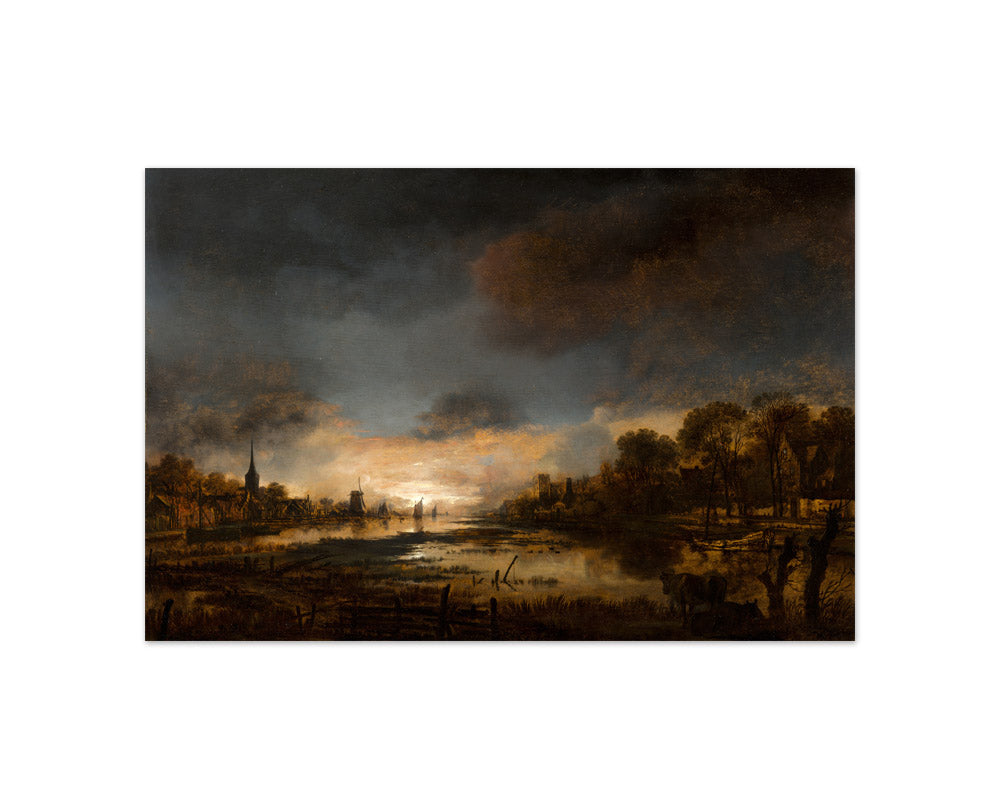 Aert van der Neer - River Landscape at Sunset - Compact / Full Bleed / No Frame
