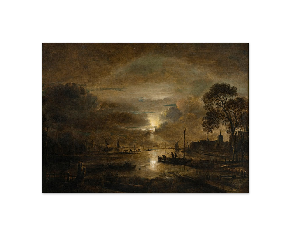 Aert van der Neer - Moonlight at a Dutch River - Compact / Full Bleed / No Frame
