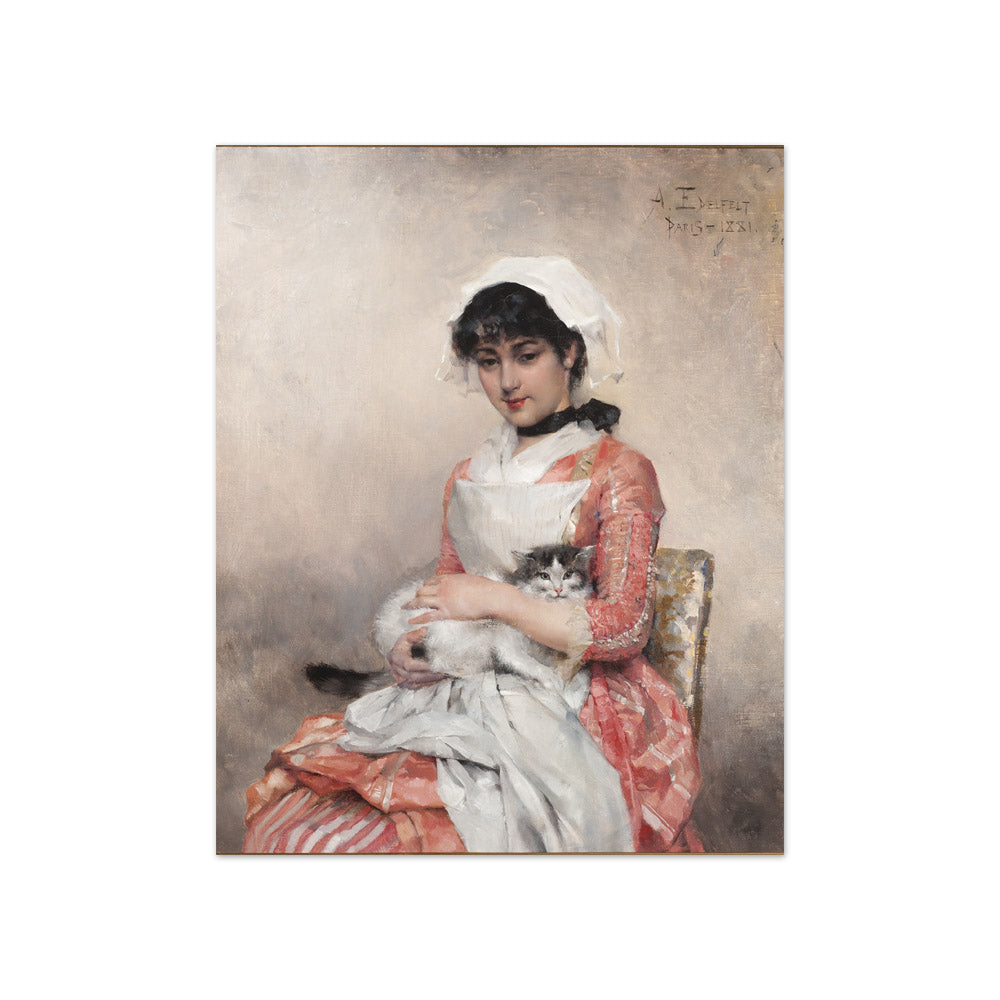 Albert Edelfelt - Girl with a Cat - Compact / Full Bleed / No Frame