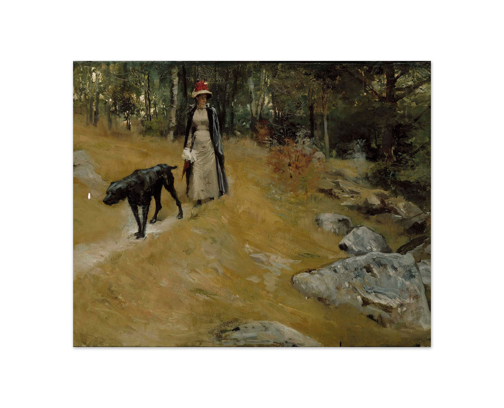 Albert Edelfelt - On the Shore Bank (Annie Edelfelt with a Dog) - Compact / Full Bleed / No Frame