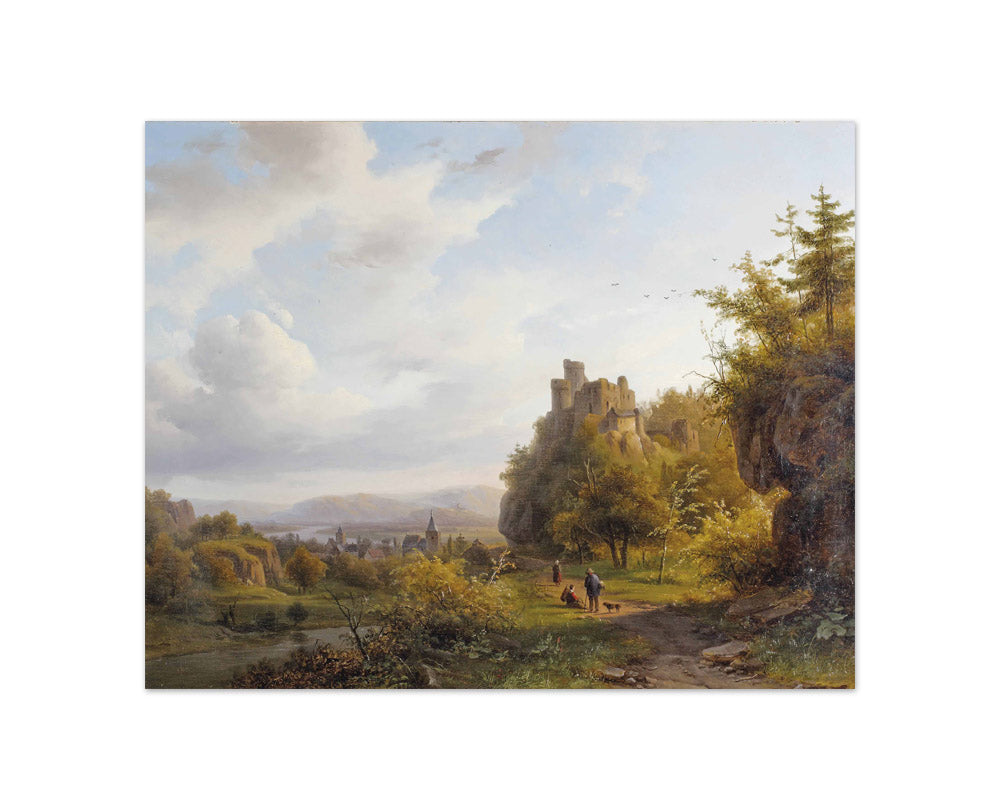Alexander Joseph Daiwaille - A Rheinish landscape with a ruin - Compact / Full Bleed / No Frame