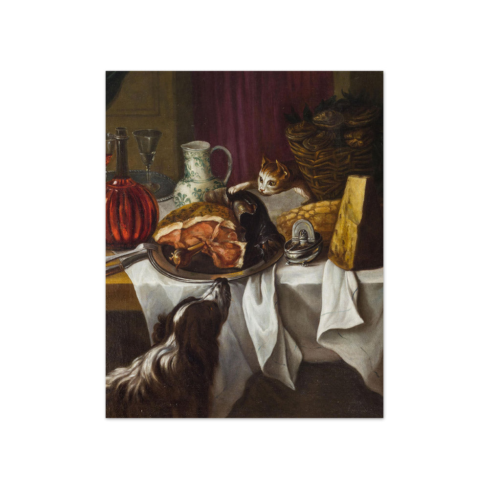 Claude François Desportes - Still Life with a Cat and Food - Compact / Full Bleed / No Frame