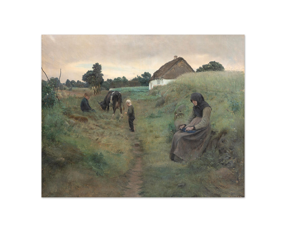N.P. Mols - Children with Their Grandmother by a Farmhouse - Compact / Full Bleed / No Frame