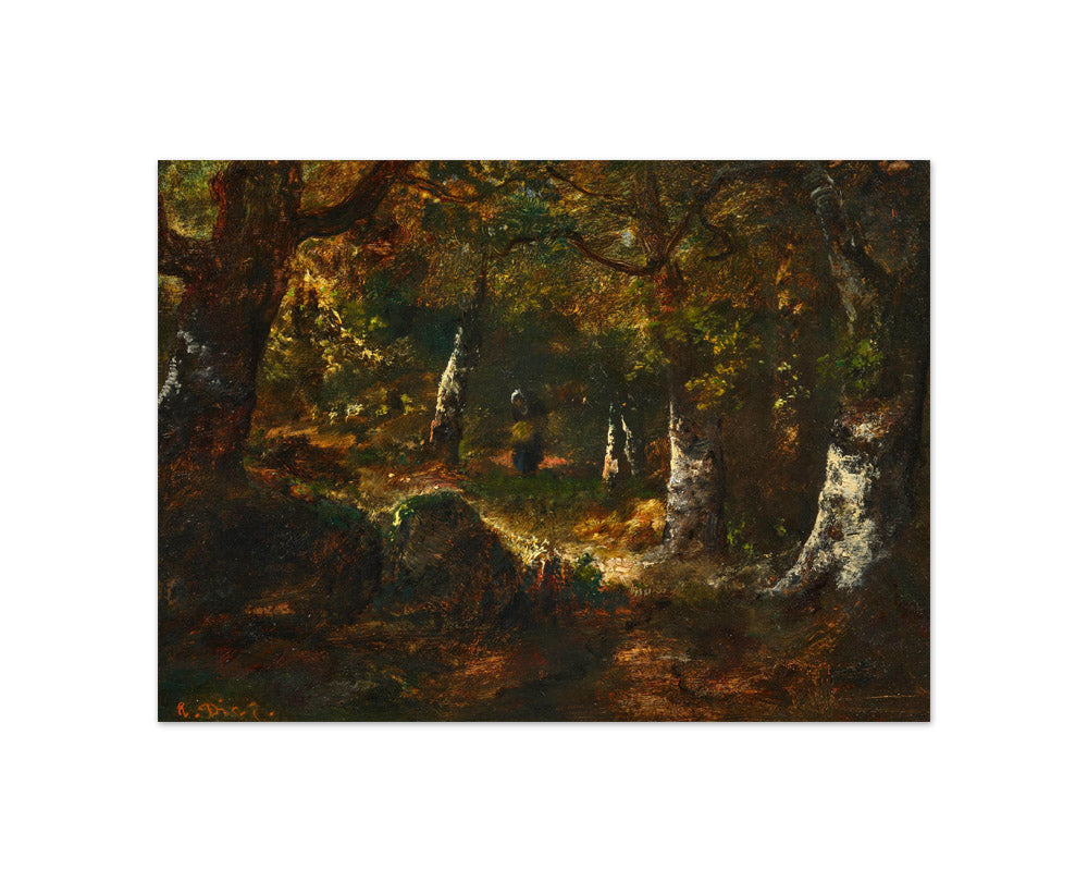 Narcisse Virgile Diaz de la Peña - Woodland Landscape with Reed Gatherer - Compact / Full Bleed / No Frame