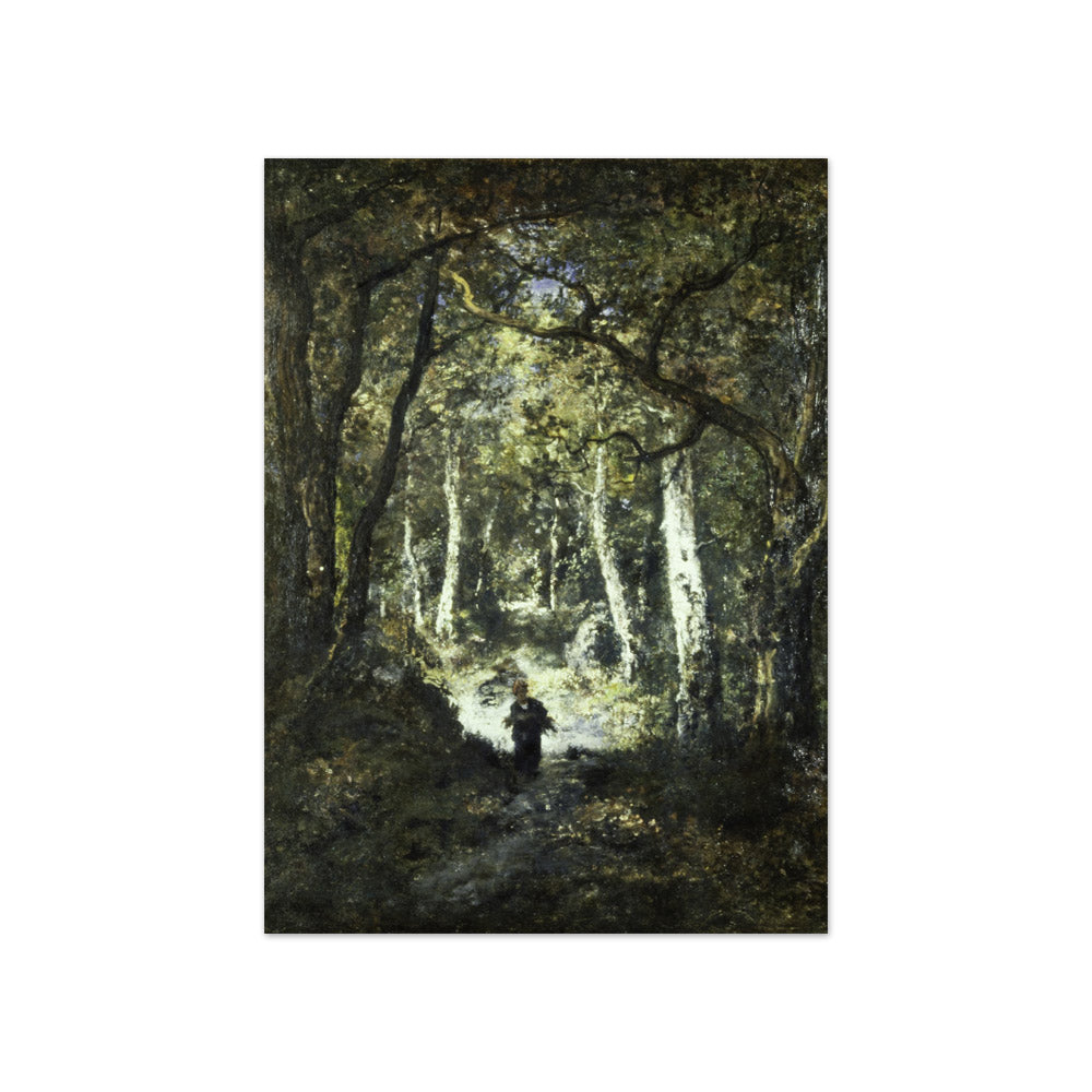 Narcisse-Virgile Diaz de la Peña - Forest Interior with Wood Gatherer - Compact / Full Bleed / No Frame