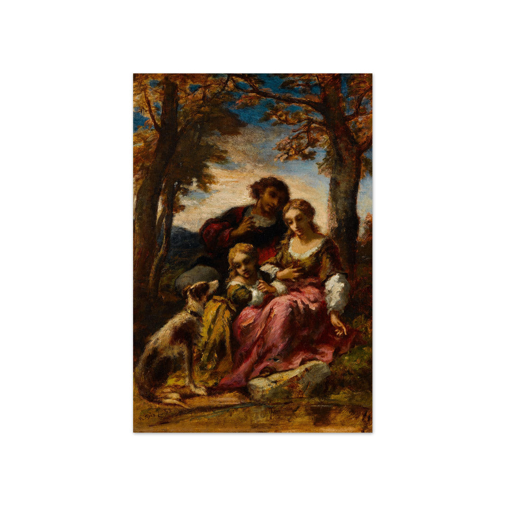 Unknown - Figures and a Dog in a Landscape - Compact / Full Bleed / No Frame