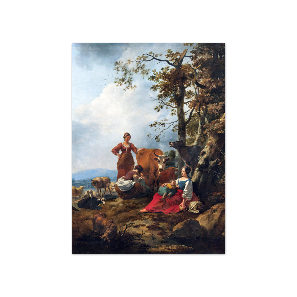 Nicolaes Berchem - Landscape with Farmers and Cattle - Compact / Full Bleed / No Frame