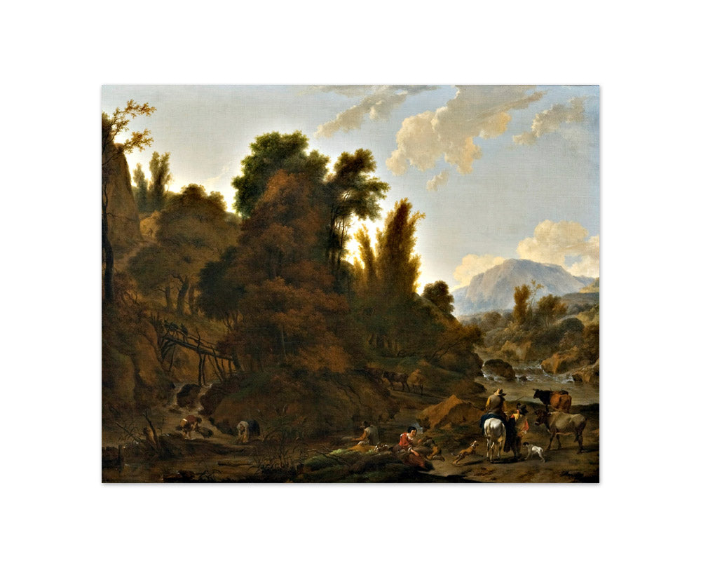 Nicolaes Berchem - Landscape with Herdsmen - Compact / Full Bleed / No Frame