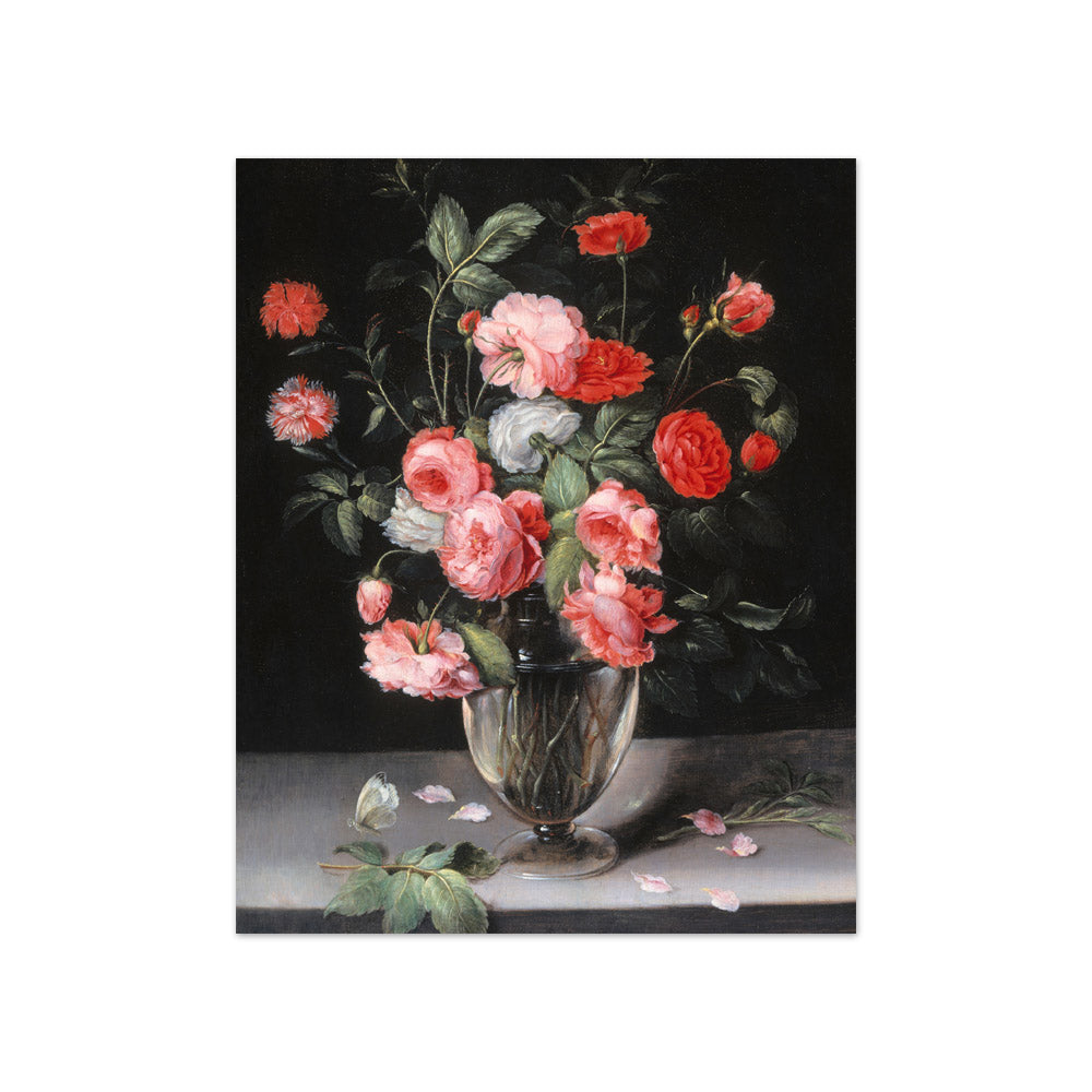 Alexander Adriaenssen - Still Life with Flowers in a Glass Vase - Compact / Full Bleed / No Frame