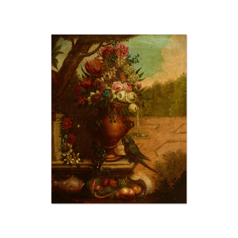 Unknown - Still Life with Flowers and a Parrot - Compact / Full Bleed / No Frame