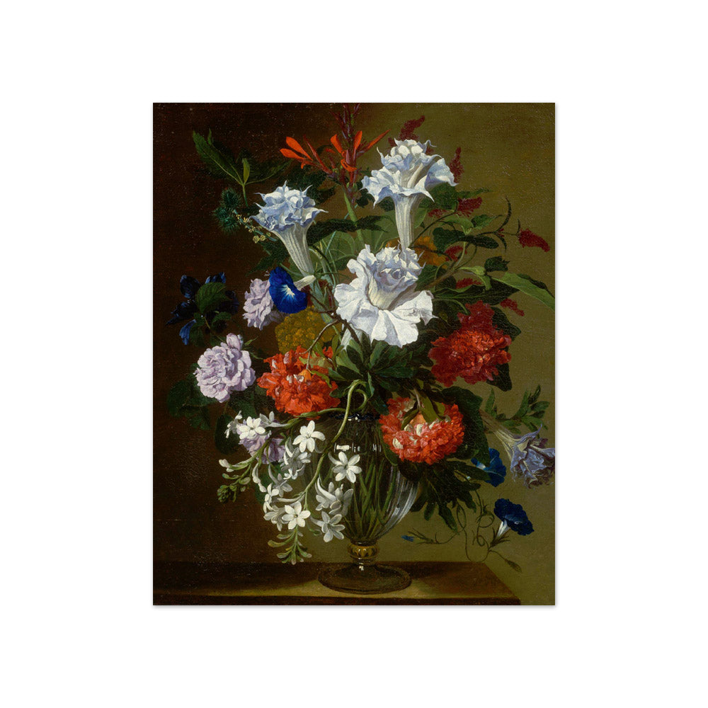 Hieronymus Galle the Elder - Still Life with Carnations, Lilies, Peonies and Other Flowers in a Glass Vase - Compact / Full Bleed / No Frame