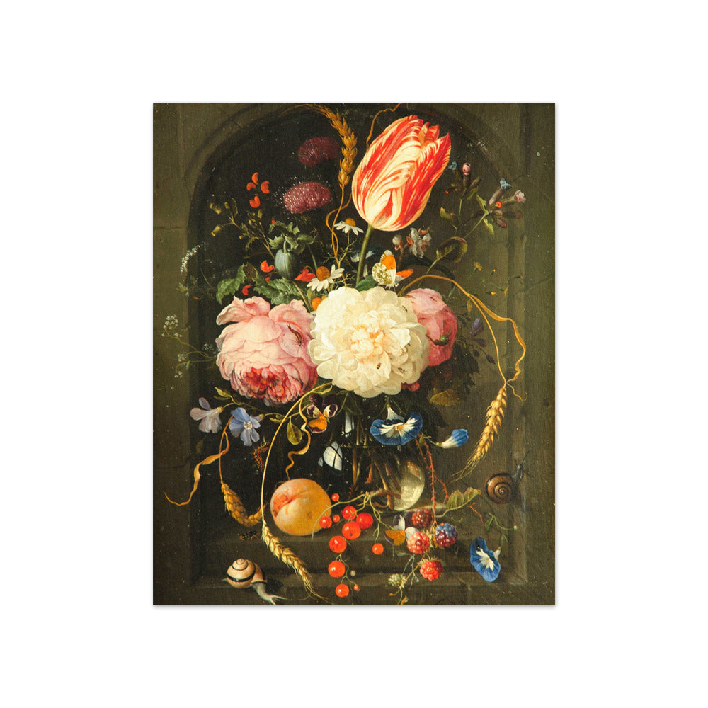Jan Davidsz. De Heem - Still Life of Flowers in Glass Vase in Stone Niche - Compact / Full Bleed / No Frame
