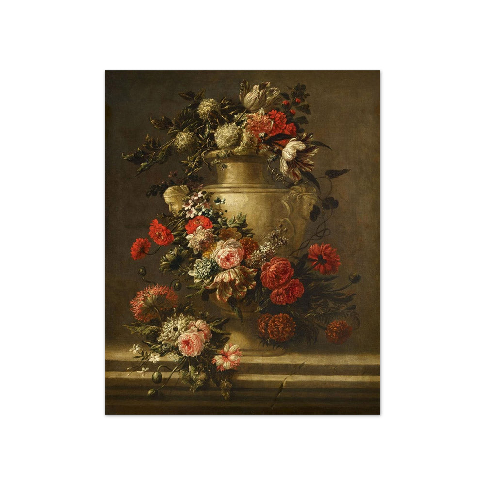 Jan Baptist Bosschaert - Still Life of Flowers around an Urn - Compact / Full Bleed / No Frame