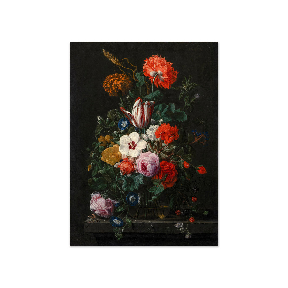 Nicolaes van Veerendael - Still Life of Flowers in a Glass Vase - Compact / Full Bleed / No Frame
