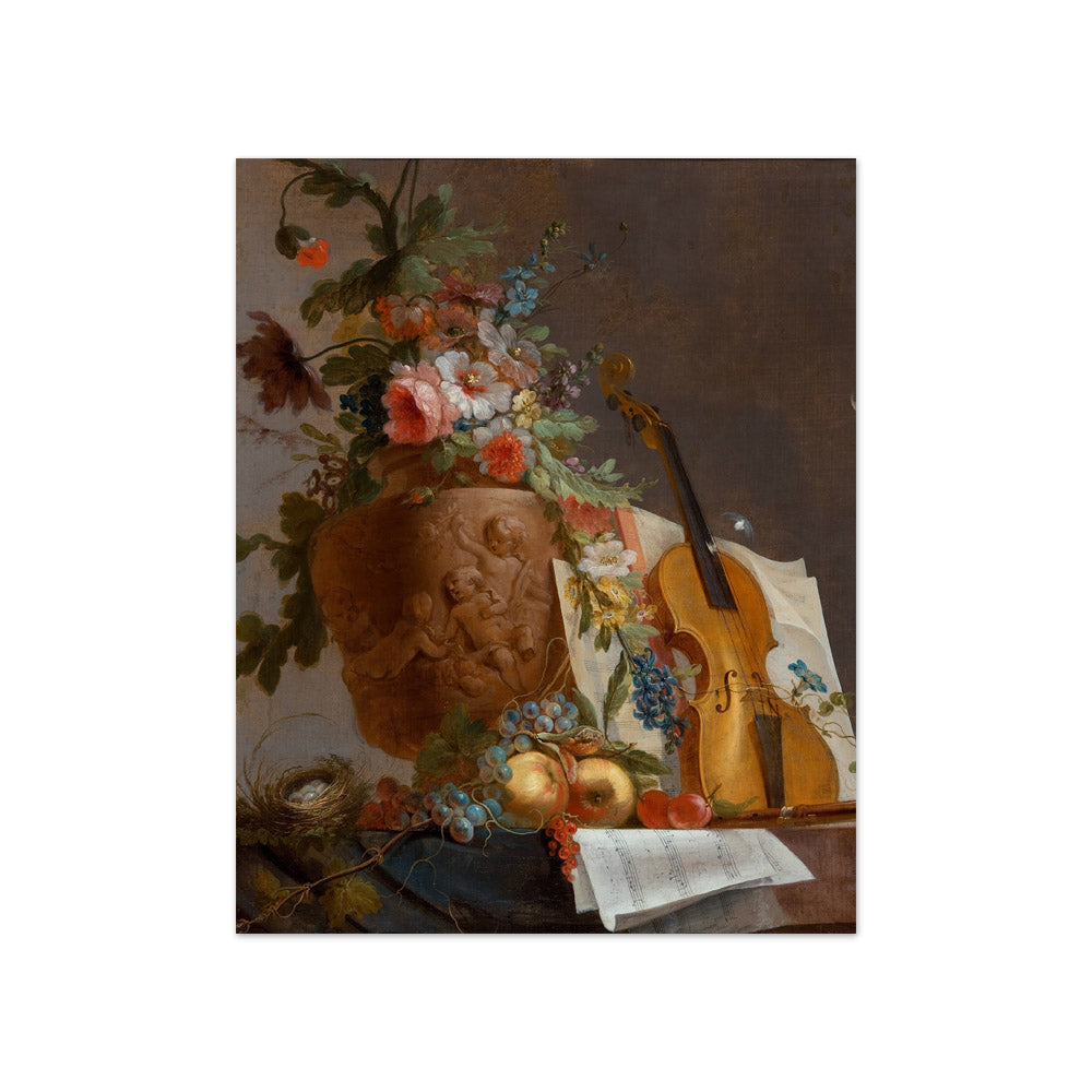 Jean-Jacques Bachelier - Still Life with Flowers and a Violin - Compact / Full Bleed / No Frame