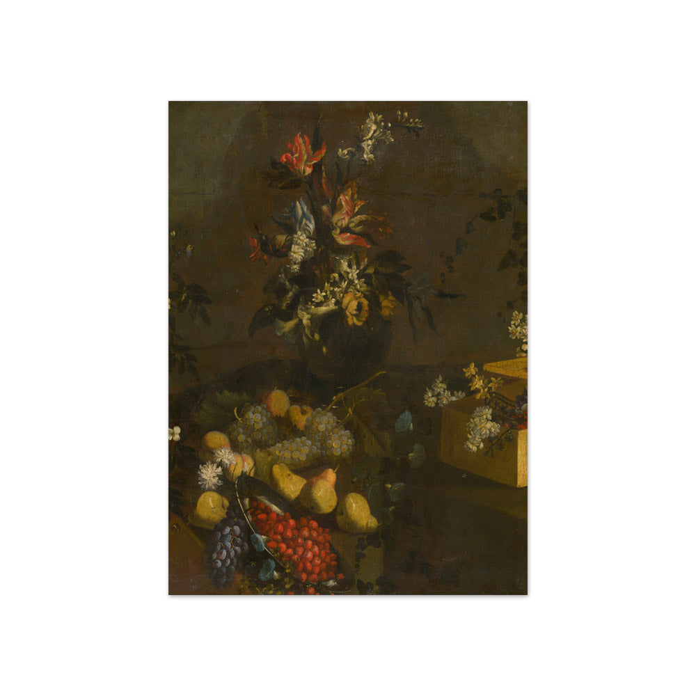 Jakub Bogdan - Still Life with Flower Bouquet and Fruit - Compact / Full Bleed / No Frame