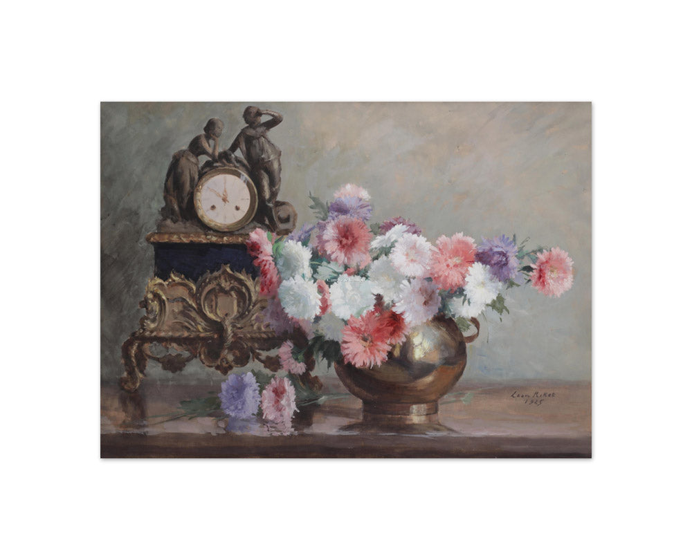 Léon Riket - Still Life with Flowers and Clock - Compact / Full Bleed / No Frame
