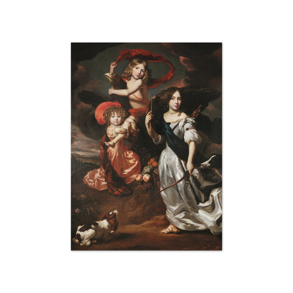 Nicolaes Maes - Portrait of Three Children as Ceres, Ganymede, and Diana - Compact / Full Bleed / No Frame