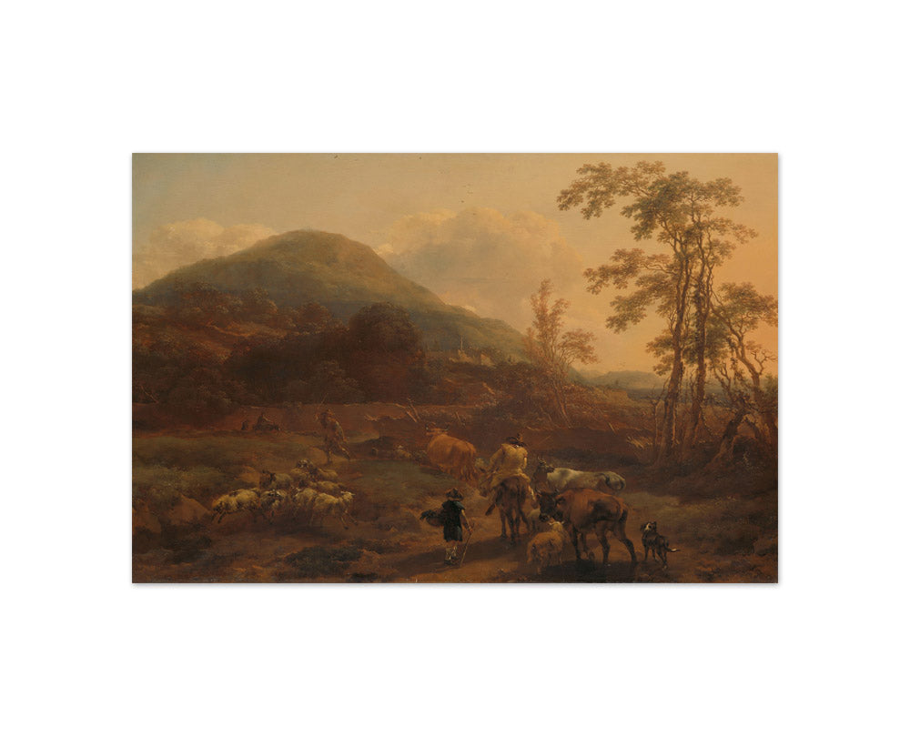 Nicolaes Pietersz Berchem - Evening Landscape with Cattle - Compact / Full Bleed / No Frame