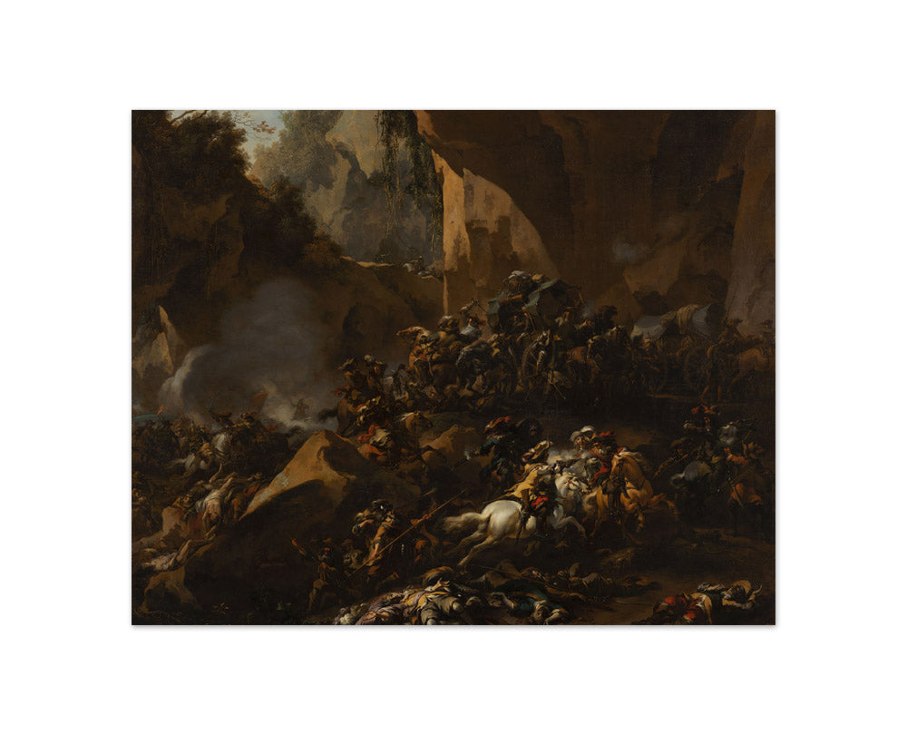 Nicolaes Pietersz Berchem - Travellers Ambushed by Brigands - Compact / Full Bleed / No Frame