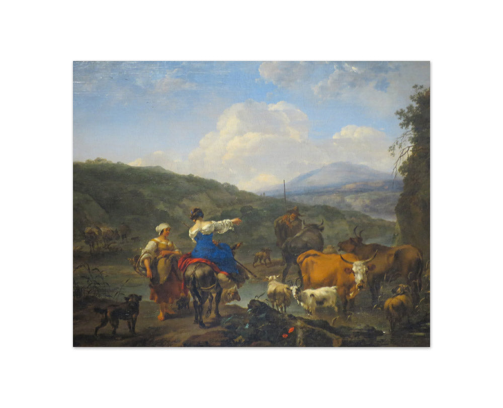 Nicolaes Pietersz Berchem - Cattle at a Watering Place - Compact / Full Bleed / No Frame