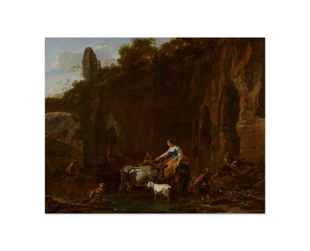 Nicolaes Pietersz Berchem - Shepherds beside Roman Ruins - Compact / Full Bleed / No Frame