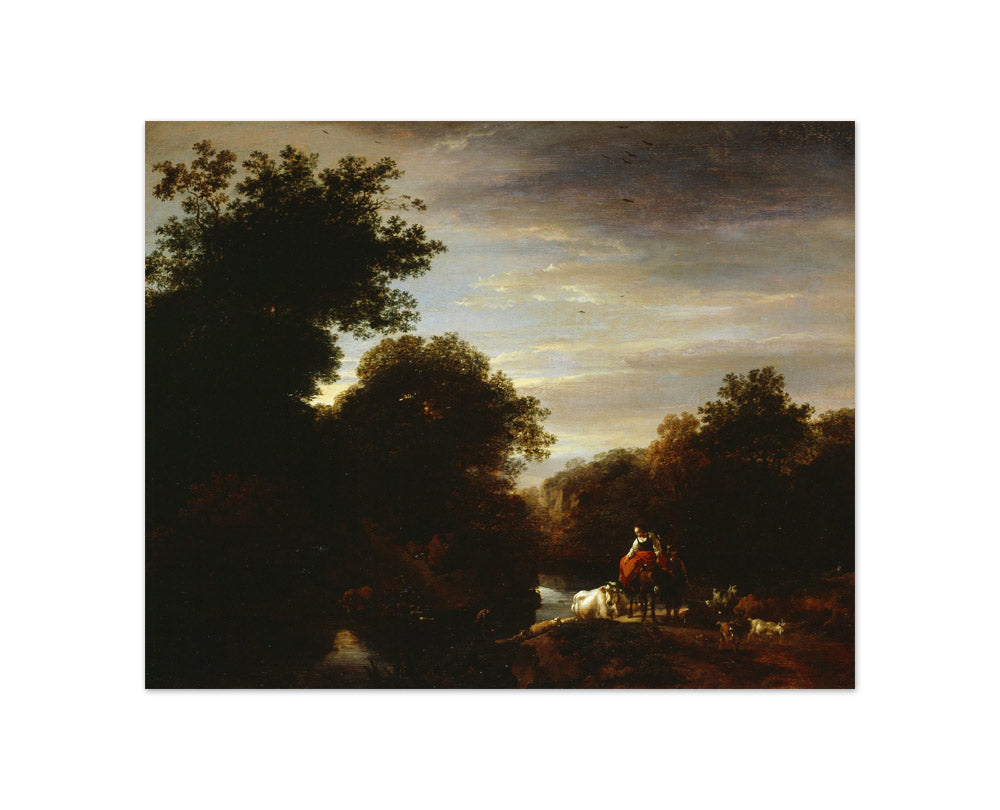 Nicolaes Pietersz Berchem - Peasants at a Ford - Compact / Full Bleed / No Frame