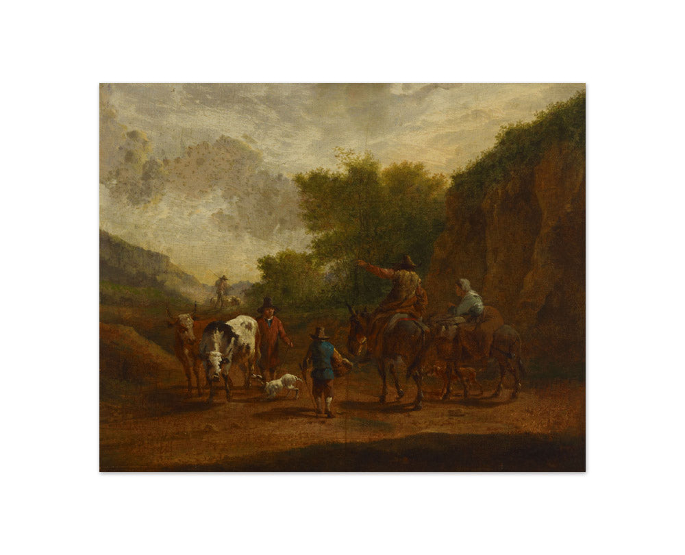 Nicolaes Pietersz Berchem - Peasants on the Road - Compact / Full Bleed / No Frame