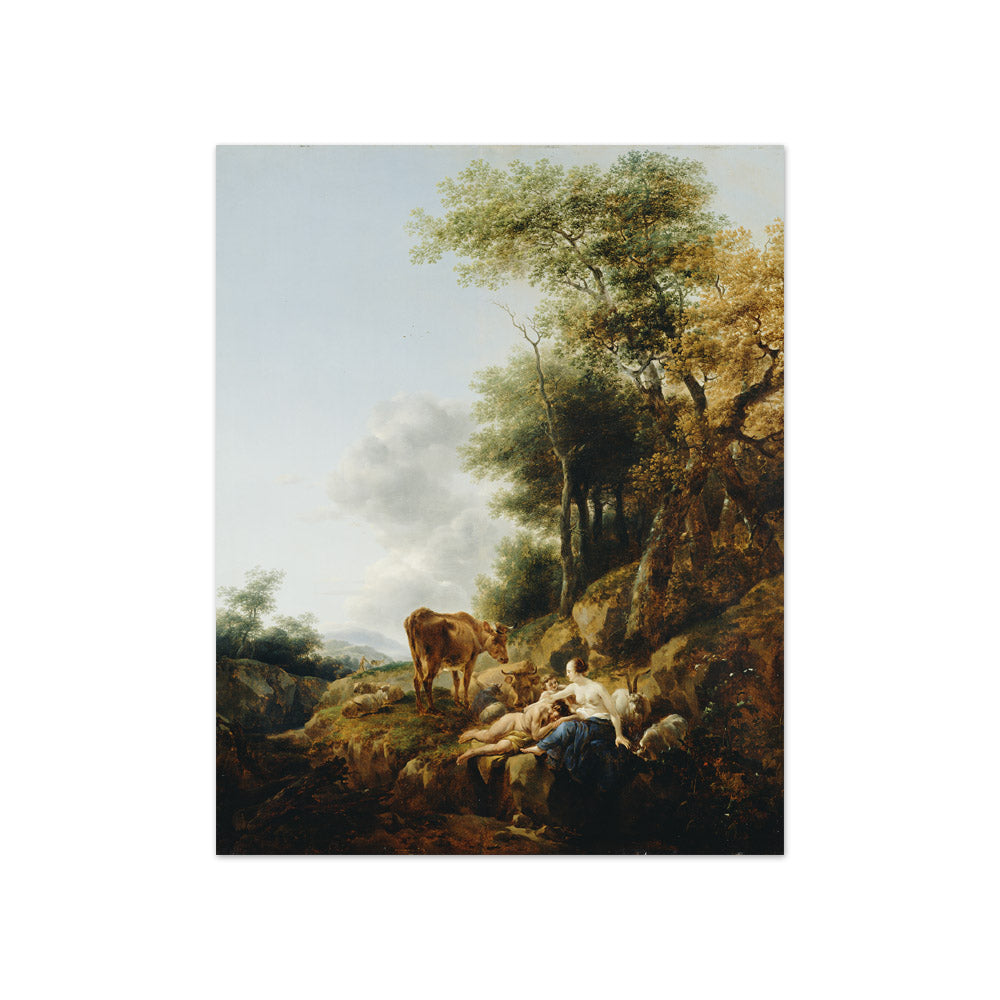 Nicolaes Pietersz Berchem - Landscape with a Nymph and a Satyr - Compact / Full Bleed / No Frame