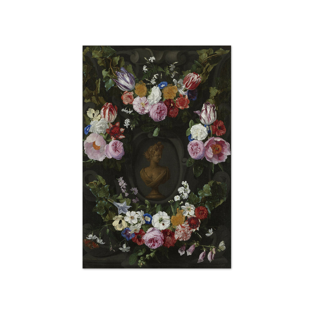 Jan Philip van Thielen - Garland of Flowers Surrounding a Bust of Flora - Compact / Full Bleed / No Frame