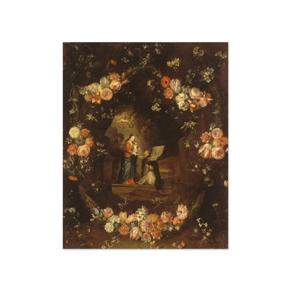 Jan van Kessel the Elder - Madonna with the Child and St. Ildephonsus Framed with a Garland of Flowers - Compact / Full Bleed / No Frame
